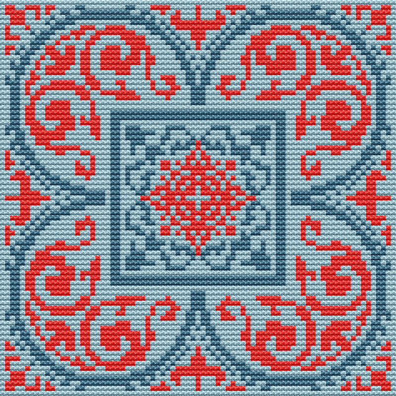 Small Persian Tile - Dusk Needlepoint Tapestry Digital Download Chart